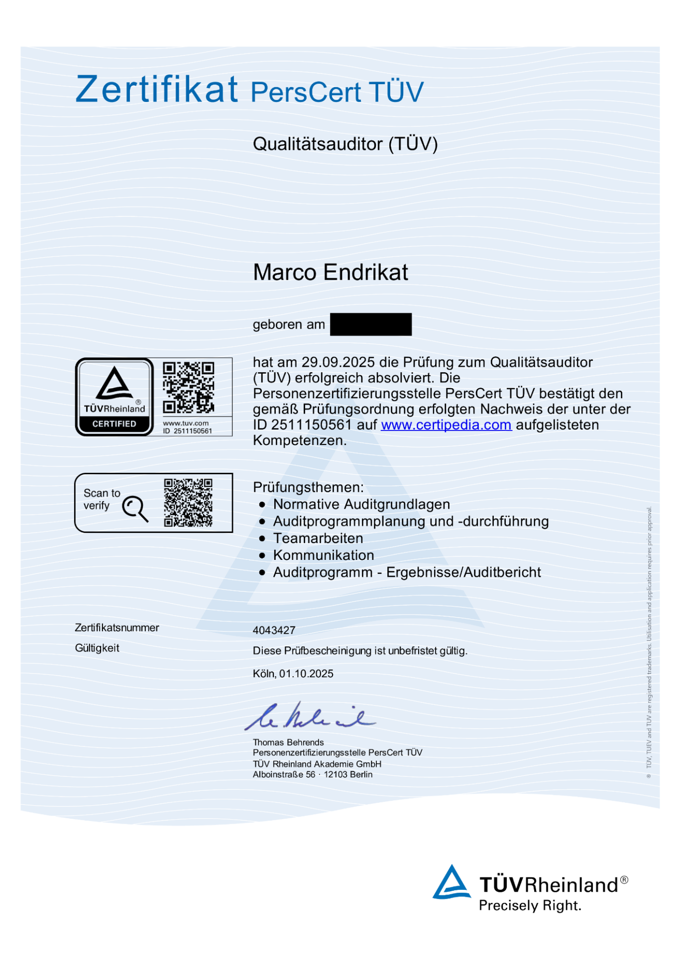 Qualitätsauditor (TÜV)